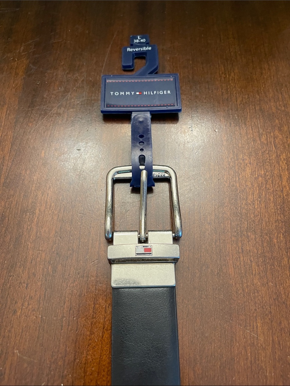 NWT Tommy Hilfiger Men's reversible Black BrownLeather Belt SZ Large 38-40